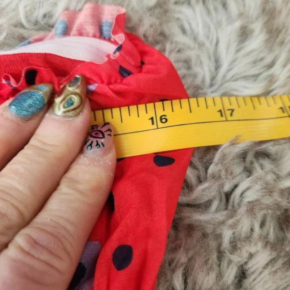 Free People Scottie Printed Tube Top Hot Red Combo Floral & Polka Dot Medium - Picture 9 of 10